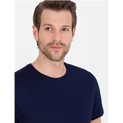 Темно -синий Slim Fit Basic T -For