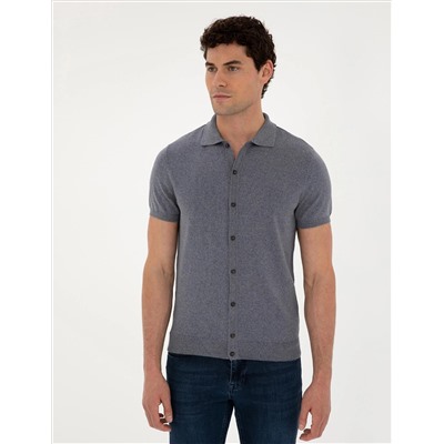 Темная кнопка Slim Fit с полным кнопкой с воротником поло