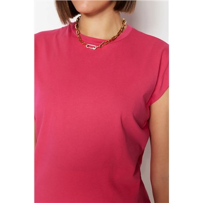 Fuchsia 100 %хлопок Vatka выглядит базовым велосипедным воротником футболка Twoss20TS0021