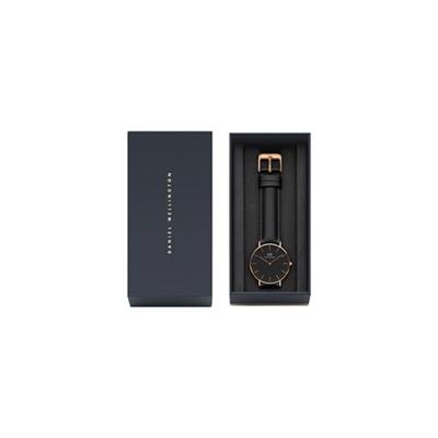 Reloj de cuarzo de piel y chapado en oro rosa Sheffield