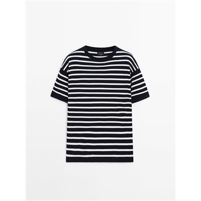 Camiseta punto rayas manga corta