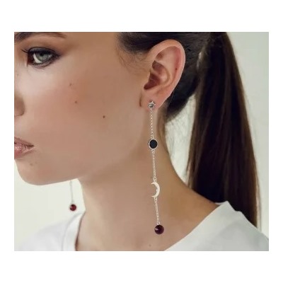Серебряные серьги с янтарём E10011RV