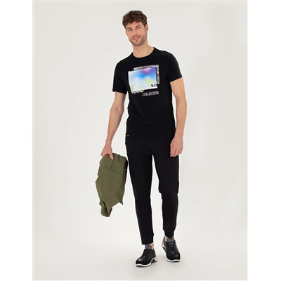 Black Slim Fit Print Print Cycling Bike T -For