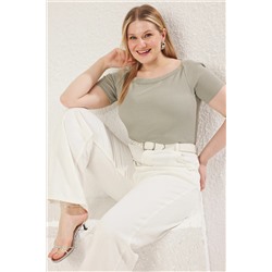Мята, установленная на лодке воротник, рыцарь, вязание Big Size Blouse TBBSS25AF00047