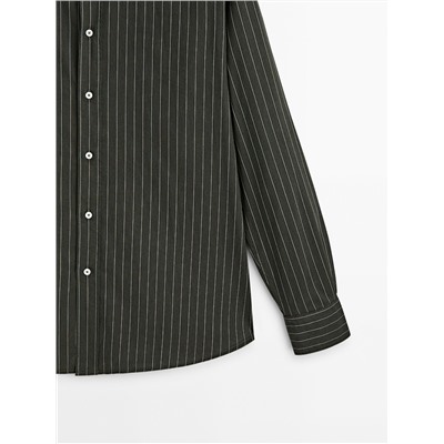 Camisa rayas sarga algodón slim fit