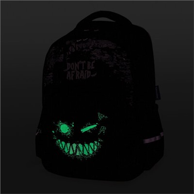 Рюкзак BRAUBERG SOFT, 2 отделения, 3 кармана, "Don't be afraid", СВЕТЯЩИЙСЯ, 40х31х15 см, 271364