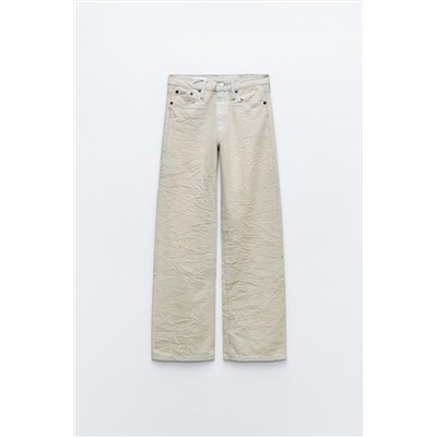 JEANS TRF EFECTO ARRUGADO COATED TIRO MEDIO