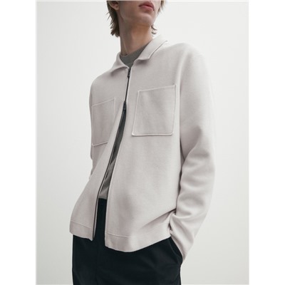 Cárdigan punto cremallera cuello camisero
