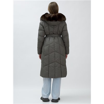 Пальто женское зимние с мехом песец люкс класса серого цвета 625Sr
