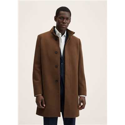 Abrigo lana cuello chimenea -  Hombre | MANGO OUTLET España