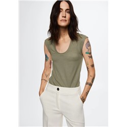 Camiseta básica canalé -  Mujer | MANGO OUTLET España