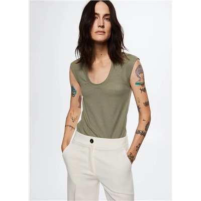 Camiseta básica canalé -  Mujer | MANGO OUTLET España