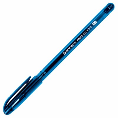 Ручка гелевая BRAUBERG "Profi-Gel TONE", СИНЯЯ, линия письма 0,4 мм, стандартный наконечник 0,5 мм, тонированный корпус, 144128