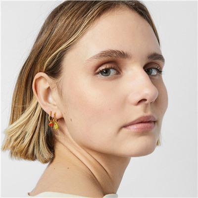 Pendientes de aro Vibrant Color - plata bañada en oro amarillo de 18 kt - dorado