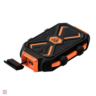 Аккумулятор мобильный, 10000 мАч, USB, 2А, защита IP67, фонарик, Чёрный