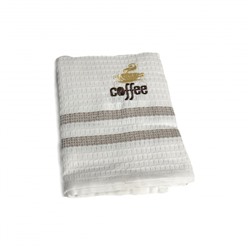 Полотенце кухонное Карвен  вафля вышивка 50*75 12 шт. HM 779 v1бежевый Coffee (Акция)