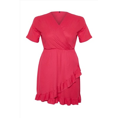 Флас Pink Cruve с вязаным платьем Cruve Volan Мини -вязаное платье TBBSS24AH00037
