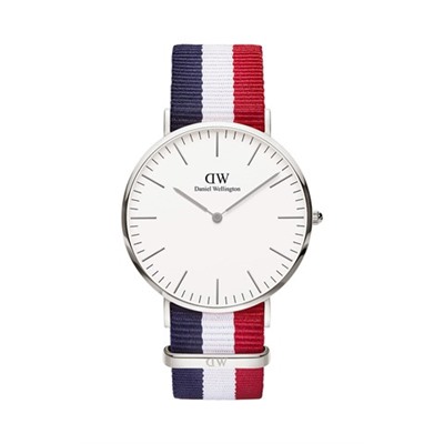 Reloj de cuarzo de poliéster Classic Cambridge - Rojo y plateado