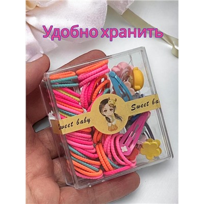 Набор детских аксессуаров для волос в подарочной коробке 70 предметов