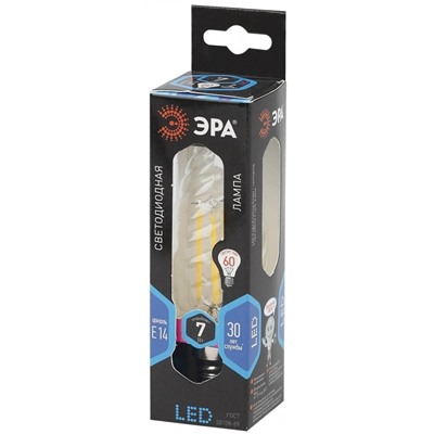 Нарушена упаковка.   Филаментная светодиодная лампа Е14 7W 4000К (белый) Эра F-LED BTW-7W-840-E14 () Б0027961