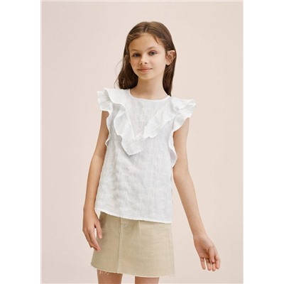 Blusa algodón volantes -  Niña | MANGO OUTLET España