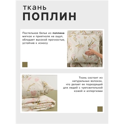 Постельное бельё "Этель" Евро Fennel 200*217 см, 220*240 см, 70*70 см - 2 шт, поплин 125 г/м2, хл 100%
