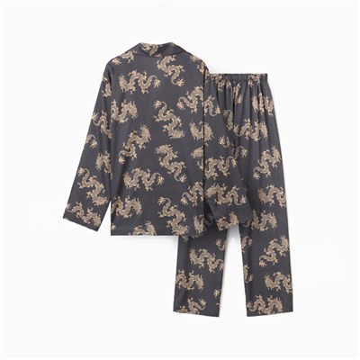 Пижама мужская (рубашка и брюки) KAFTAN "Дракон" размер 52, графитовый