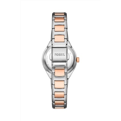 Reloj de cuarzo de acero inoxidable Eevie - Plateado y rosa dorado