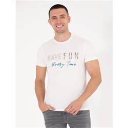 Ekru Slim Fit Printed Bike Bike T -For