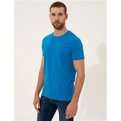 Blue Slim Fit Bicycle Yaka Basic T -For