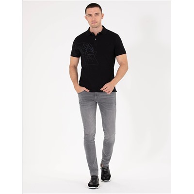 Черная слабая печать Polo Yaka T -For