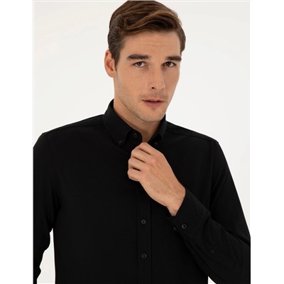 Black Slim Fit рубашка с длинным рукавом