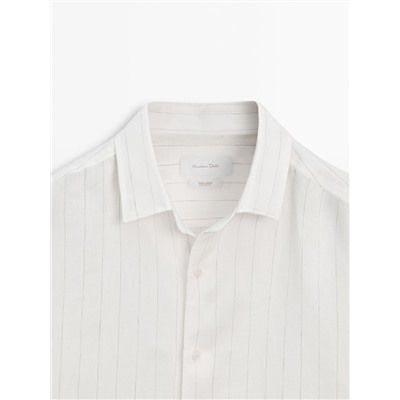 Camisa lino sarga rayas relaxed fit