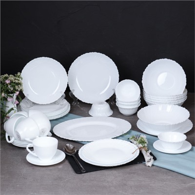 Столовый набор 38 предметов Классика / 38/7585784120/GB220 (WHITE) /уп 2/ GRAY 38/LHBW40 (GB-220)