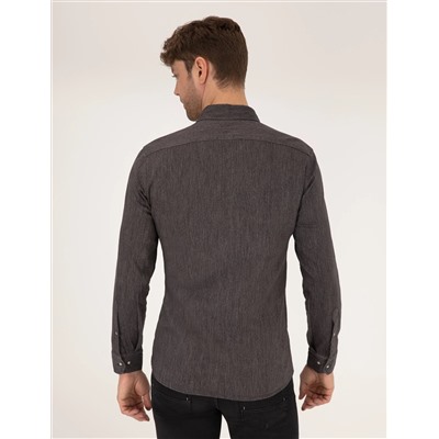 Black Slim Fit рубашка с длинным рукавом