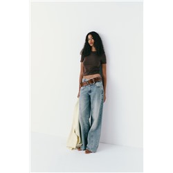 JEANS TRF WIDE LEG TIRO MEDIO DECONSTRUIDO