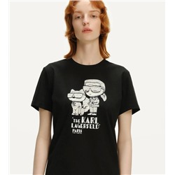 Kar*l Lagerfel*d женская футболка с классическим принтом бренда, экспорт