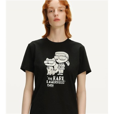 Kar*l Lagerfel*d женская футболка с классическим принтом бренда, экспорт
