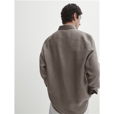 Camisa 100% lino bolsillo