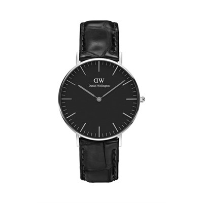 Reloj de piel Reading - 36 mm - Negro y plateado