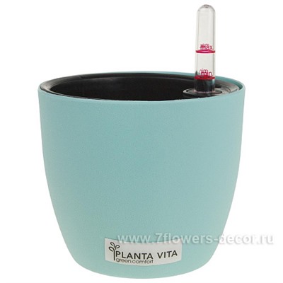 Кашпо PLANTA VITA "Round Matt blue" с автополивом (пластик), D12xH11 см