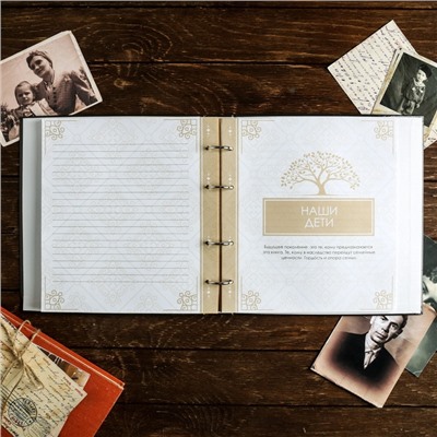 Родословная книга «Семейная», с деревянным элементом, 84 страницы, 24.5×23×4 см