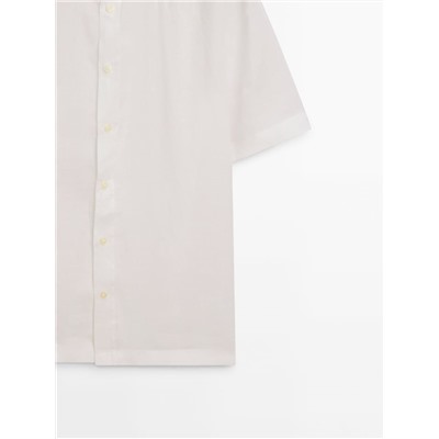 Camisa lino manga corta regular fit