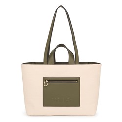 Bolso shopper - beige y caqui