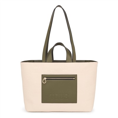 Bolso shopper - beige y caqui