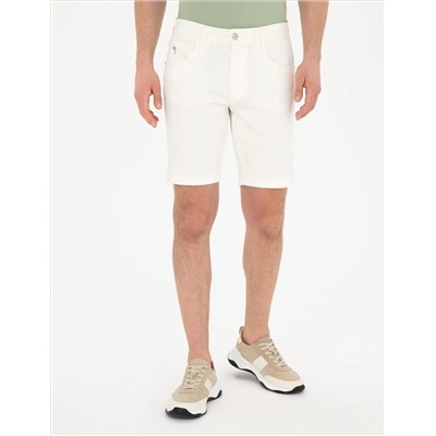 Ekru Slim Fit Jean Shorts