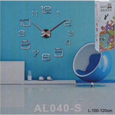 Часы аппликация 3D 100-120 см / AL040S/3 /уп 36/ серебро