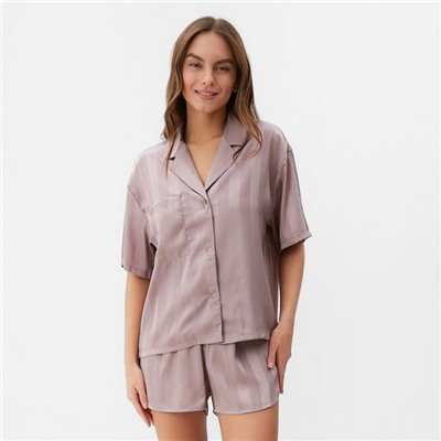 Пижама женская (рубашка и шорты) KAFTAN "Полоса" размер 44-46, розовый