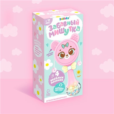 Музыкальная игрушка «Забавный мишутка», звук, свет, цвет розовый