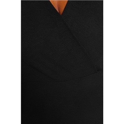 Black Cruve V -yaka Bürümcük вязание Blought Blouse TBBAW24AF00031